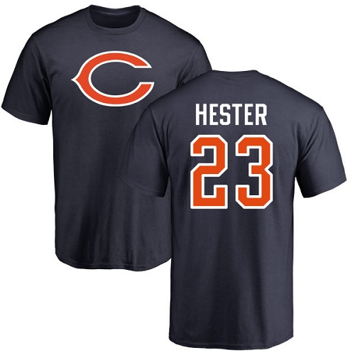 Chicago Bears Men Navy Blue Devin Hester Name and Number Logo NFL Football #23 T Shirt->nfl t-shirts->Sports Accessory